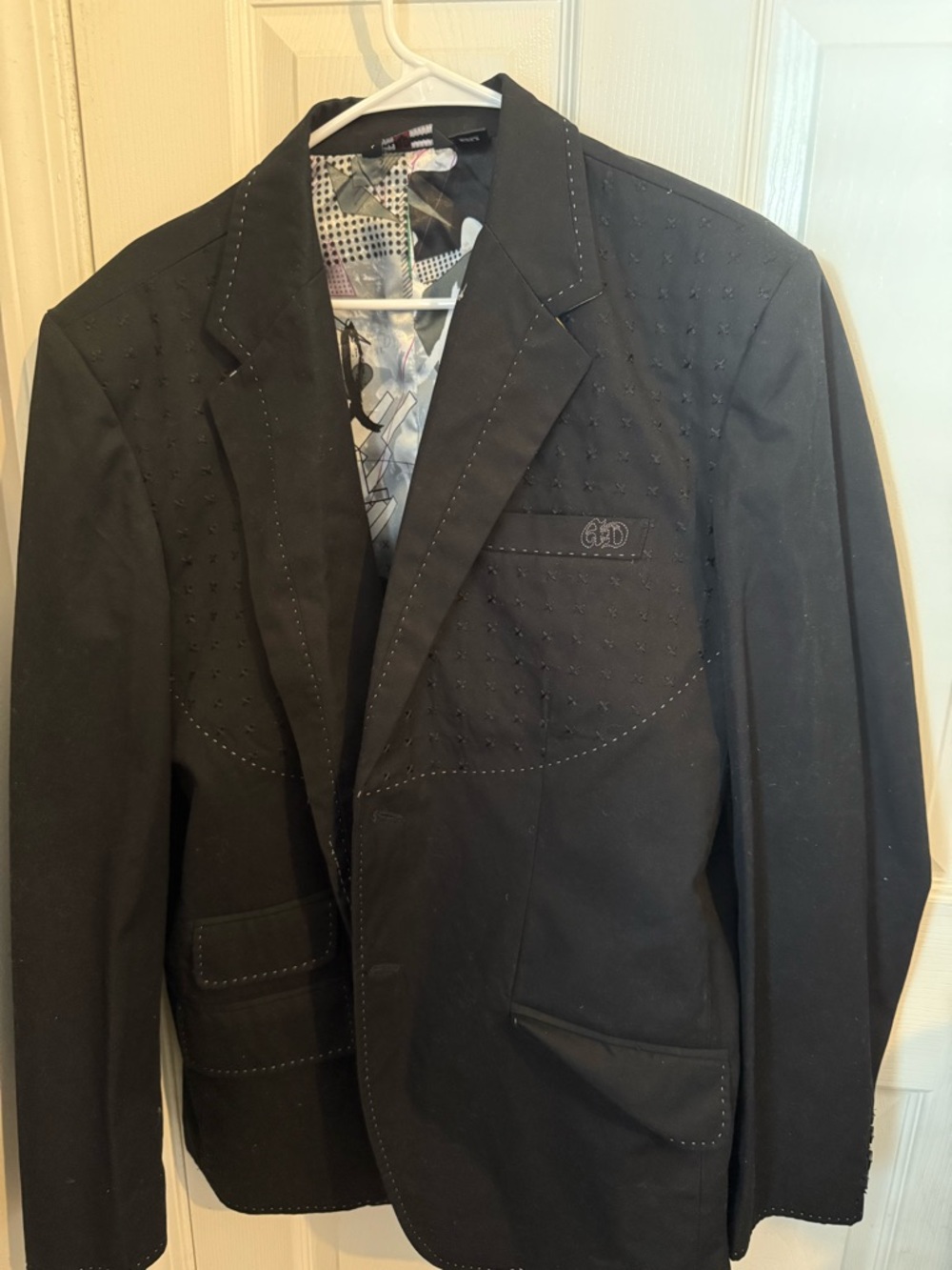 Men's Black Sport Coat with Subtle Stitch Detail size 2xl